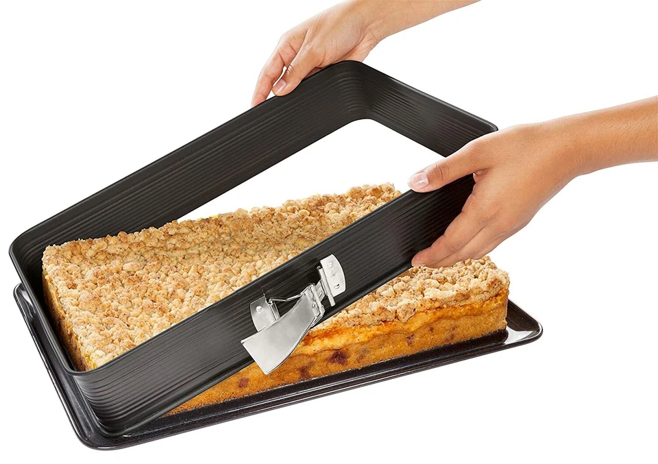 Zenker Blechkuchen-Springform mit Deckel DELUXE Kuchentransportbox Emaille-Boden - Bild 4 von 4