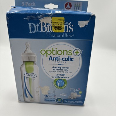 Dr. Brown's Natural Flow Options+ Anti-Colic Narrow Baby Bottle - 8oz/3pk New