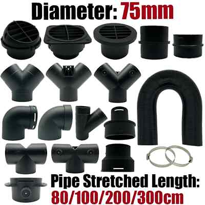 #ad 75mm Pipe Ducting T Y Piece amp; Warm Air Outlet Vent Hose For Diesel Heater Hose $8.69