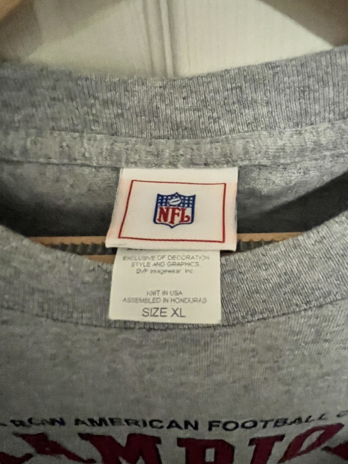 FILA Maglietta New England Patriots Two In A Row AFC Champs NFL Football Grigio XL