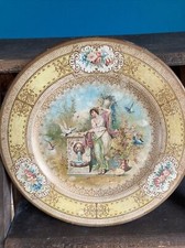Vienna Art plate Early 1900s  decorative tin Gold Greek Birds 10''