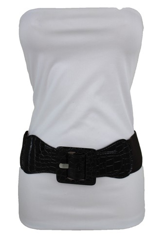 NWT NORDSTROM Belt Gray Faux Snakeskin Square Buckle Women display picture 3