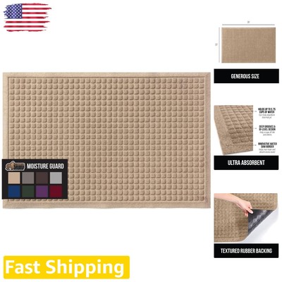 Large 35'' x 23'' Moisture Guard Doormat - Deep Grooves, Fade Resistant, Beige