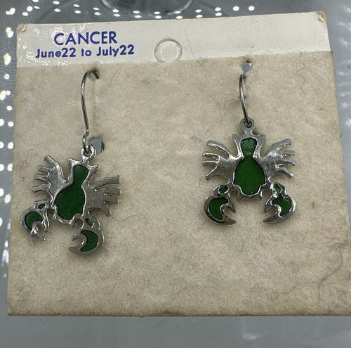 Vintage “Cancer The Crab” Horoscope Zodiac Earrings
