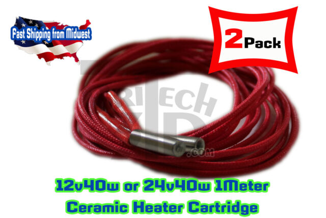 2pcs Cartridge Heater 12V or 24V 40W For Prusa 3D Reprap Printer Extruder Hotend