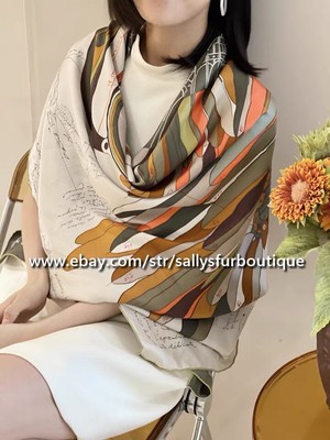 Sallys Boutique Twill Silk Wrap Scarf Stole Double Face Print Large Shawl 53''