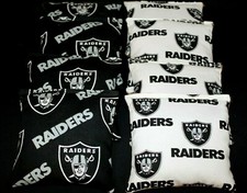 OAKLAND RAIDERS Suede Stick and Slide 8 ACA CORNHOLE bags Stop n Go Bags