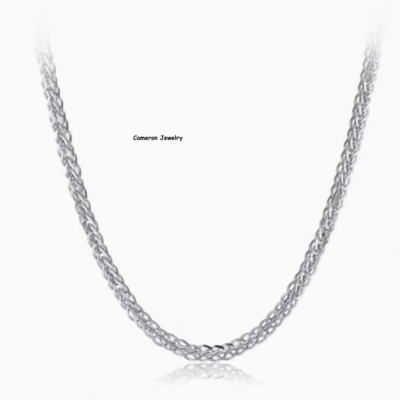 Pure S999 Fine Silver 999 Chain Men Women 3.5-4mm Wheat Link