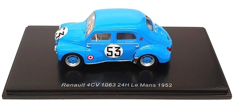 Spark 1/43 Scale S5225 - Renault 4cv 1063 #53 24H Le Mans 1952 - Blue - Image 4 of 4