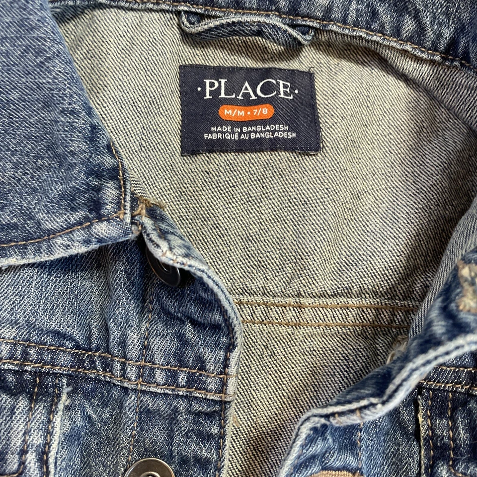 Chaqueta vaquera azul clásica para niños talla mediana 7 8 abotonada Foto 2 de 4