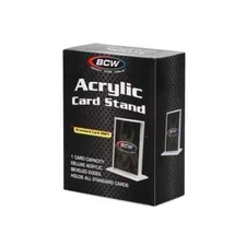 BCW Acrylic Card Stand - Vertical Trading Card Display - Wide Base Beveled Edges