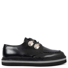 69822 auth ALEXANDER MCQUEEN black leather Lace-Up Platform Flats Shoes 39