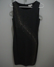 Calvin Klein Gray Sequined Sleeveless Formal Event Party Dress-Zip Back-Size 4