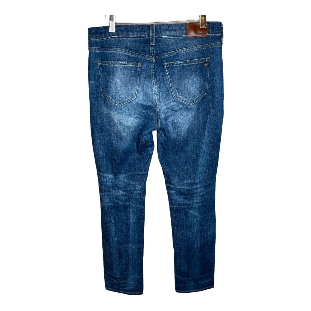 Madewell Distressed Patch Straight Leg Jeans Size… - image 3