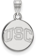 10K White Gold University of Southern California Small Disc Pendant by LogoArt