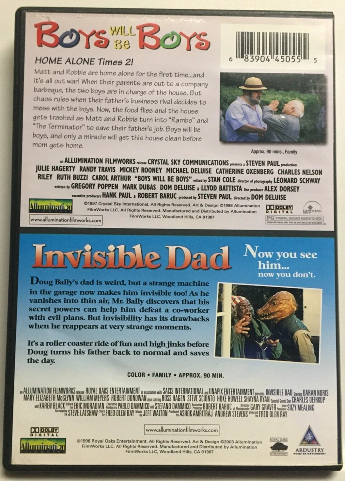 Boys will be Boys/Invisible Dad [1997/1998](DVD,2007,Double Feature) Great Shape - Image 3 of 4