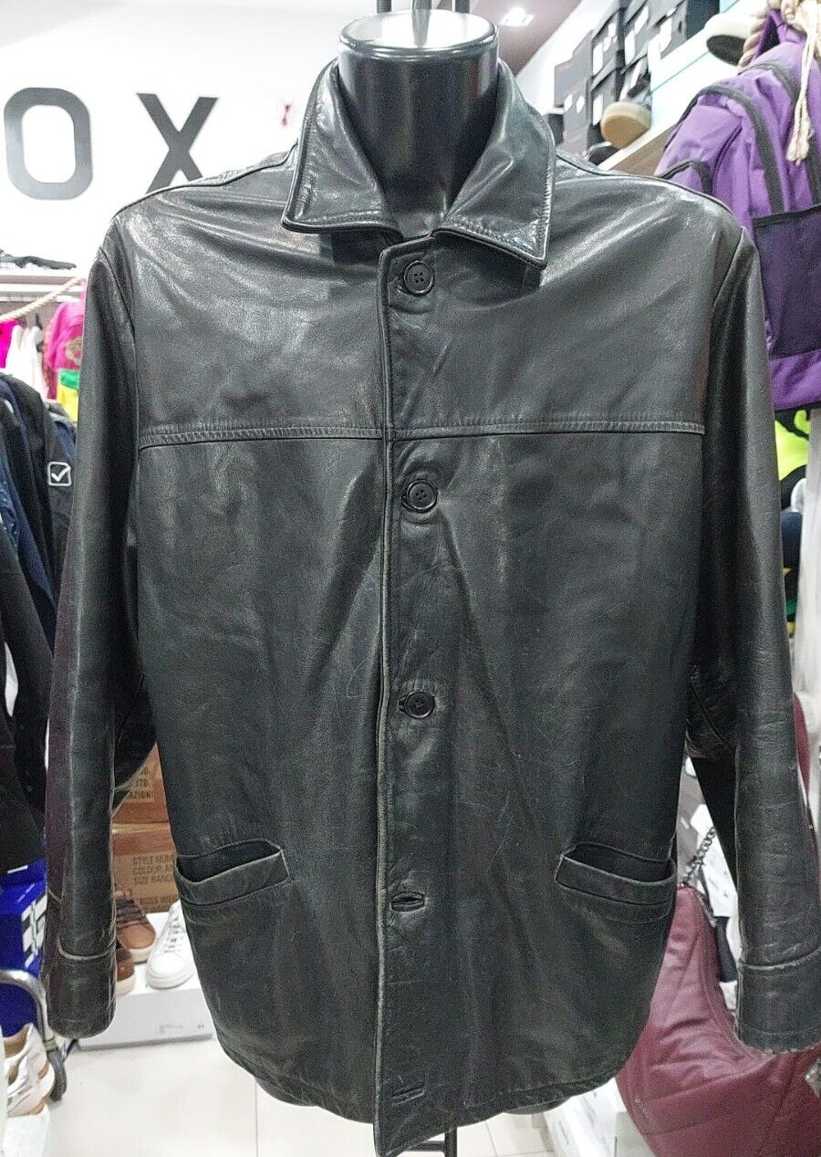 Men's Black Braschi Leather Jacket Size XL PGC1049PI Pre-Owned