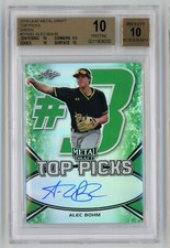 2018 Leaf Metal Draft Top Picks Green /10 Alec Bohm  BGS 10 w 10 Autograph Pop 1