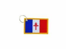 Keychain keyring embroidered embroidery patch double sided flag france de gaulle