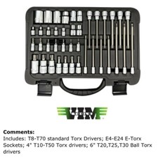 Vim Tools Tms40 40 Piece Elite Master Torx Socket Set New