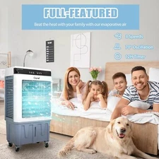Evaporative Swamp Cooler with 5.3 Gallon 12 Hour Timer & 3 Fan Speed Settings