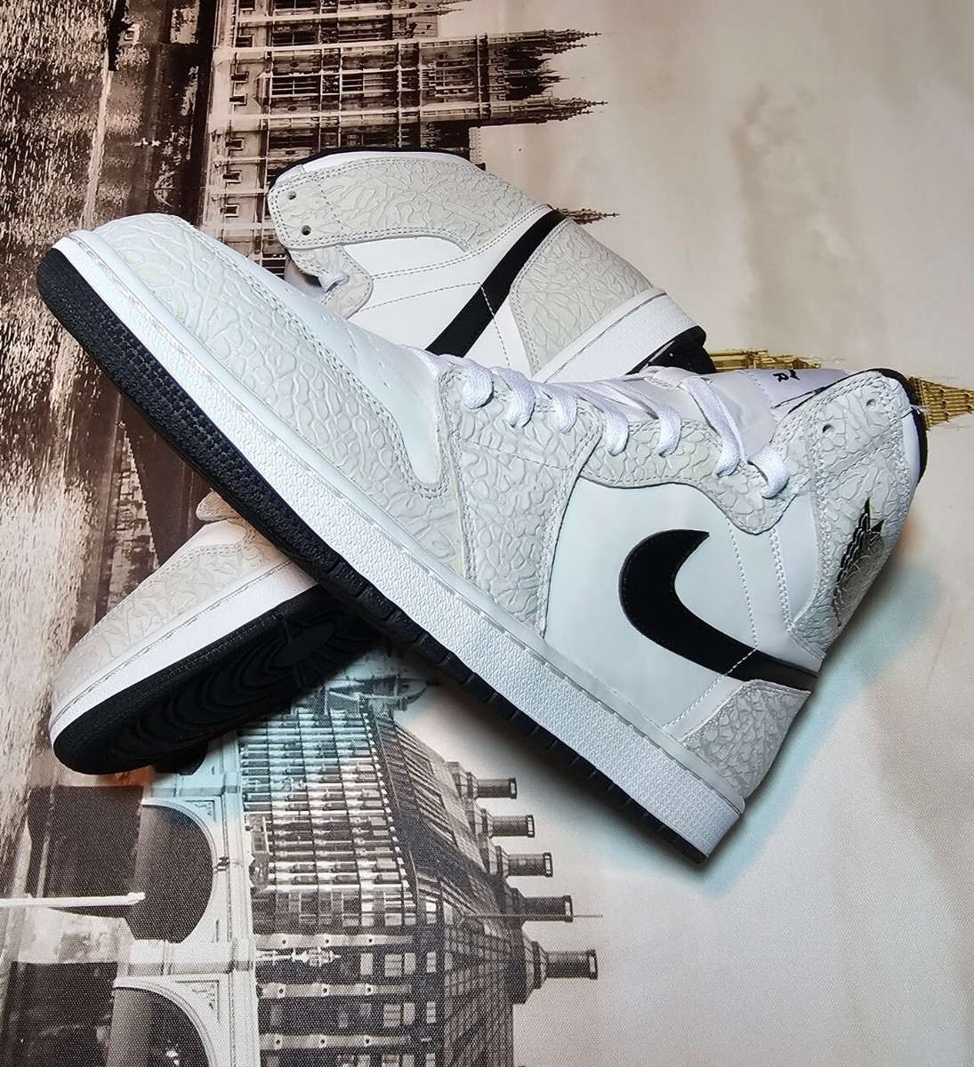 Nike Air Jordan Retro I 1 Elephant Print White Grey Un-Supreme 