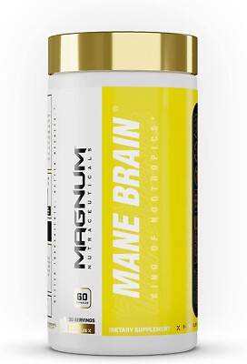 Magnum Nutraceuticals Mane Brain Nootropics Lion's Mane Theanine 02/2028EXP