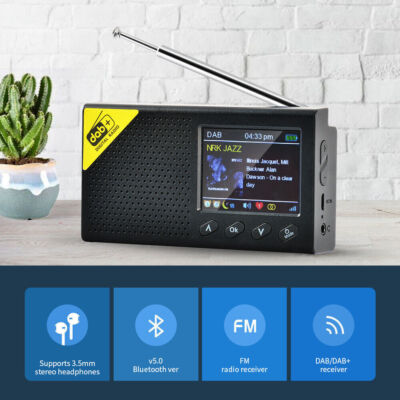 2.4'' Portable DAB DAB+ Digital Radio FM Rechargeable Bluetooth Music Player LCD