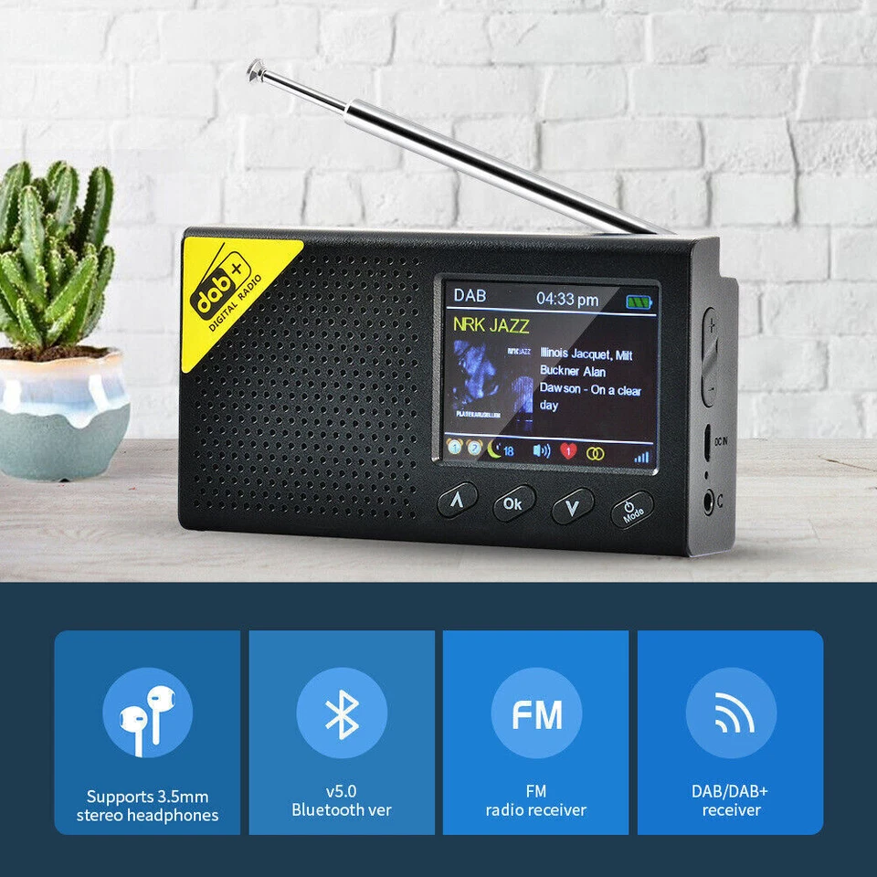 2.4" Portable DAB DAB+ Digital Radio FM Rechargeable Bluetooth Music Player LCD - Bild 1 von 4
