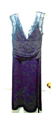 St. John Evening Rouched Bodice Lace Embellished Black Dress Sz 8