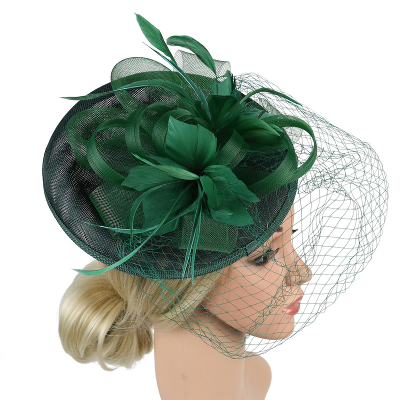 Women Hat Feather Mesh Fascinator Hair Clip Tea Party  display picture 2