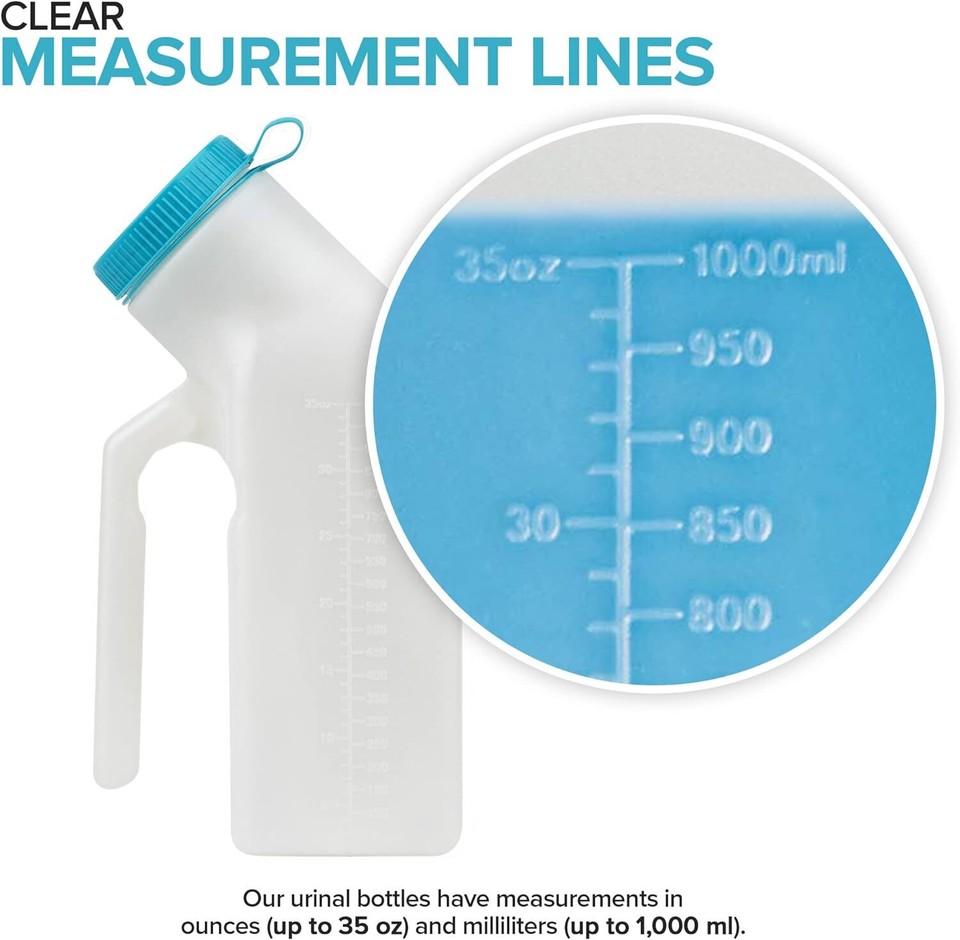 Male Urine Bottle (35 oz), Portable Urinals for Men Spill Proof