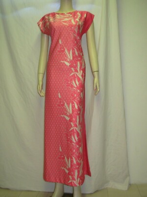 YOLENE Langes Kleid Rosa Vintage (M) 052