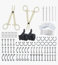 JConly 84pc Body Piercing Kit/Tools for Ear Cartilage Eyebrow Nose