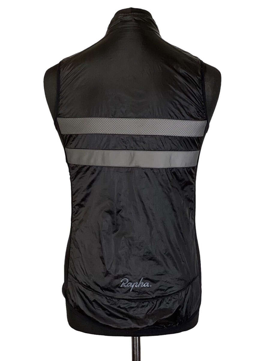 USED BLACK GRAY RAPHA BREVET INSULATED CYCLING GILET VEST