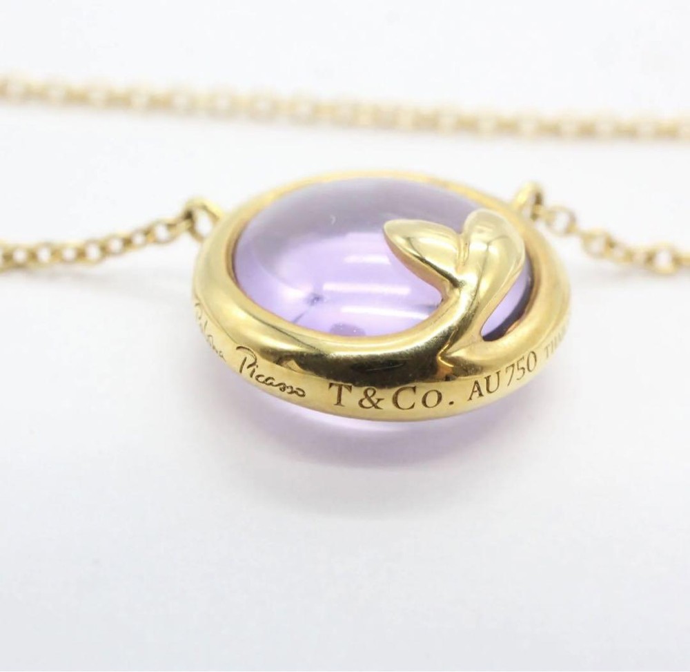 Tiffany & co. Olive Leaf Amethyst Necklace Gold x Purple Beauty Accessories Auth