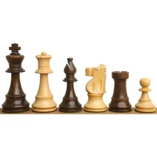 Improved French Lardy Chess Pieces Only set - Walnut Stained boxwood - 3.9" King