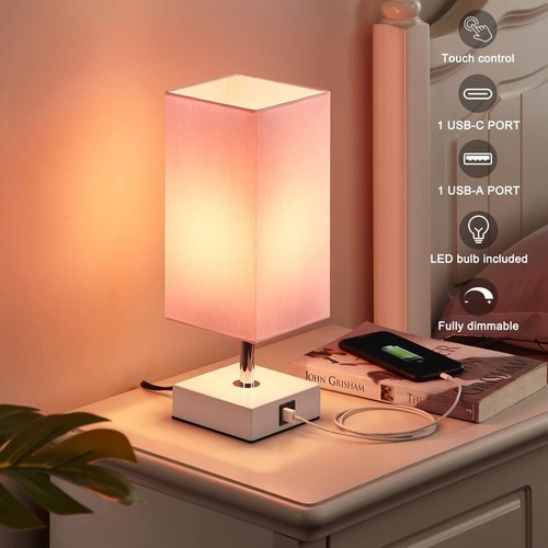 Ambimall Touch Control Table Lamp with 2 USB Charging Ports, 3 Way Touch Lamps B - Picture 4 of 6
