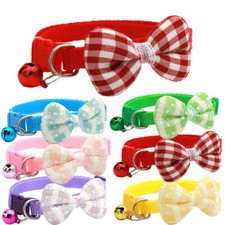 Cute Bow Tie Dots Cat Collar Adjustable Kitten Puppy Dog Pet Bell Snap Buckle