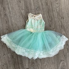 Revolution Mint Green Tutu Dance Costume Leotard Lace Child Size XSC