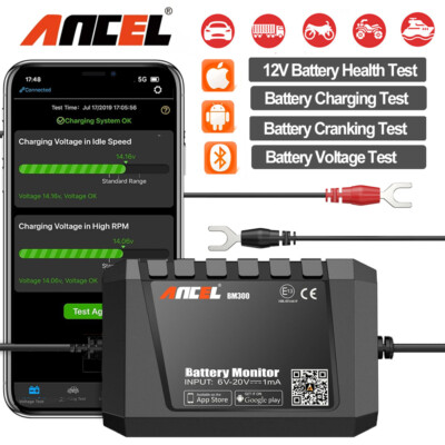 ANCEL KFZ 12V Bluetooth Batterie Monitor Batterietester Auto Charging Tester
