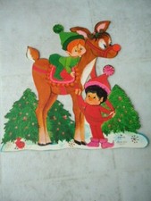 Reindeer With Elves Single Sided Die Cut Bulletin Board Aid 8  X 8  