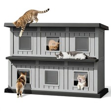 Weatherproof Insulated 2 Story Outdoor Cat House with Escape Door