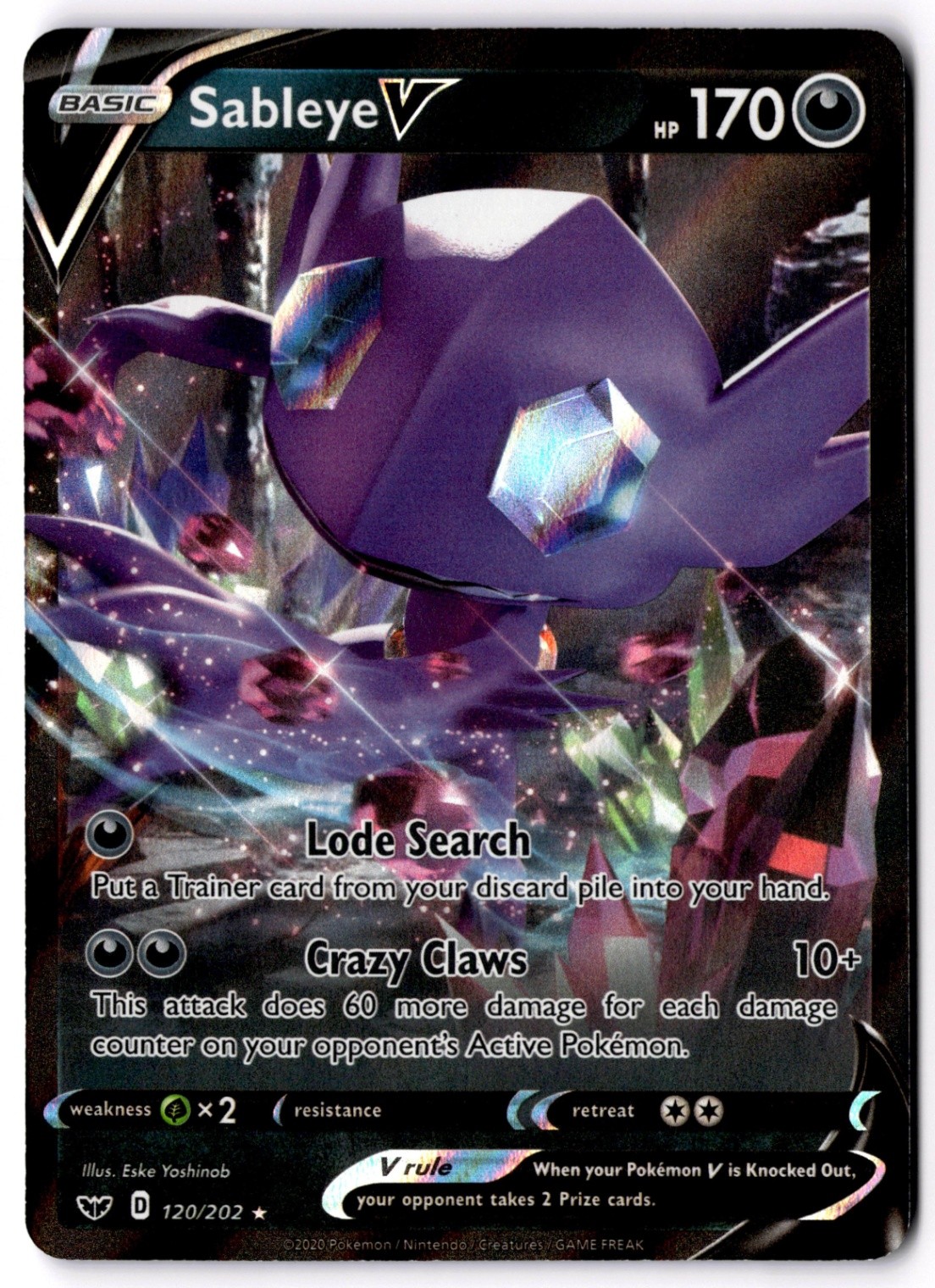 Sableye V Ultra Rare SWSH01: Sword & Shield Base Set 120/202 NM