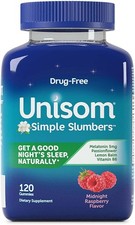 Drug Free Unisom Simple Slumbers, 120 Gummies, 5mg Melatonin, Midnight Raspberry