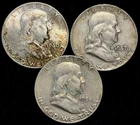 Franklin Half Dollar Lot of 3 - 90% - Mixed Dates / MM - (L712)