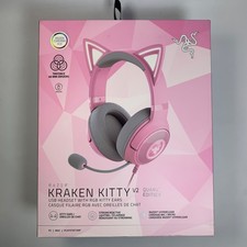 Razer Kraken Kitty V2 USB Gaming Headset w/ RGB Kitty Ears - Quartz Pink New 