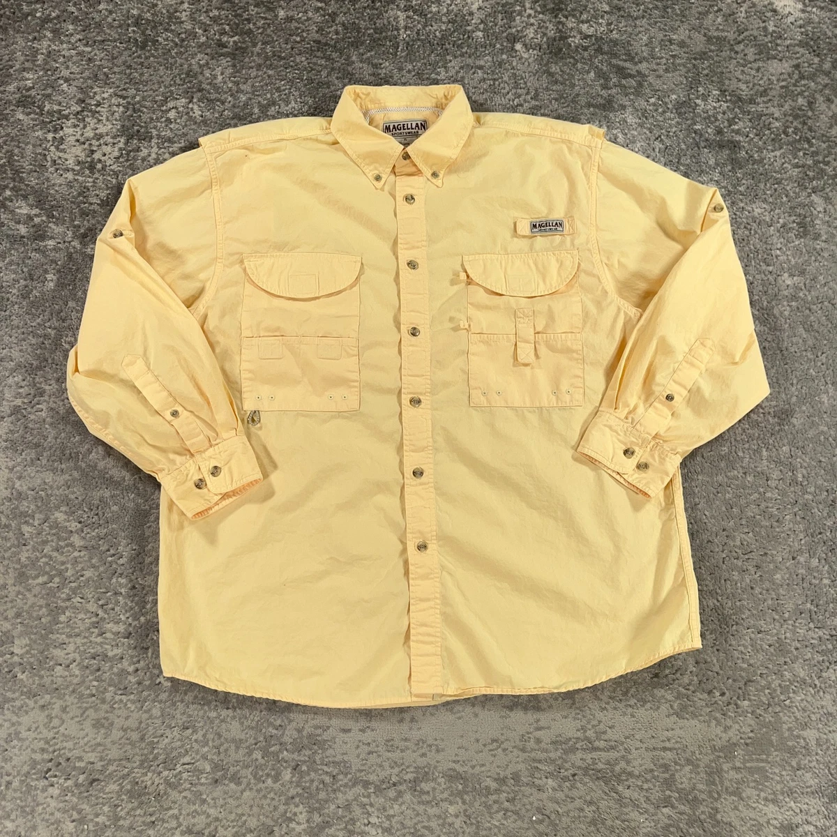 Chemise Homme Magellan Sportswear Jaune Boutonnée Manches Courtes 2XL - Thème Poisson