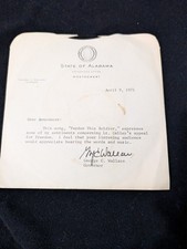 VERY RARE 45 RECORD RECORDING "PARDON THIS SOLDIER" GOVERNOR GEORGE WALLCE PROMO