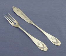Koch & Bergfeld - gekreuztes Eichenlaub - 1 Fischbesteck - 800er Silber - mehr